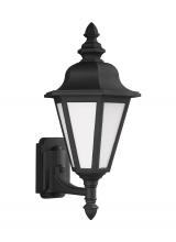 Generation-Seagull 89824-12 - Brentwood traditional 1-light outdoor exterior medium uplight wall lantern sconce in black finish wi