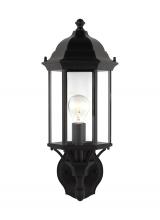 Generation-Seagull 8838701-12 - Sevier traditional 1-light outdoor exterior medium uplight outdoor wall lantern sconce in black fini