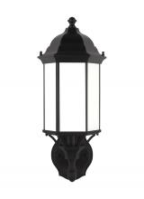 Generation-Seagull 8838751-12 - Sevier traditional 1-light outdoor exterior medium uplight outdoor wall lantern sconce in black fini