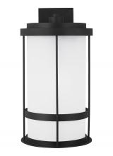 Generation-Seagull 8890901DEN3-12 - Wilburn modern 1-light LED outdoor exterior Dark Sky compliant extra large wall lantern sconce in bl
