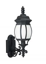 Generation-Seagull 89102EN3-12 - Wynfield traditional 1-light LED outdoor exterior medium wall lantern sconce in black finish with fr