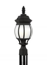 Generation-Seagull 89202-12 - Wynfield traditional 1-light outdoor exterior small post lantern in black finish with frosted glass