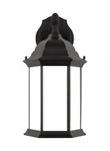 Generation-Seagull 8938751-12 - Sevier traditional 1-light outdoor exterior medium downlight outdoor wall lantern sconce in black fi