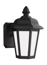 Generation-Seagull 89822-12 - Brentwood traditional 1-light outdoor exterior small wall lantern sconce in black finish with smooth