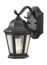 Generation-Seagull OL5900BK - Martinsville traditional 1-light outdoor exterior small wall lantern sconce in black finish with cle
