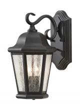 Generation-Seagull OL5901BK - Martinsville traditional 2-light outdoor exterior medium wall lantern sconce in black finish with cl