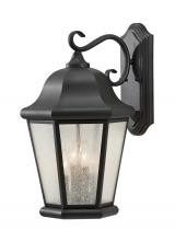 Generation-Seagull OL5904BK - Martinsville traditional 4-light outdoor exterior extra large wall lantern sconce in black finish wi