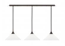 Toltec Company 48-DG-318 - 3 Light Stem Hung Linear Pendalier, Dark Granite Finish, 16" White Muslin Glass