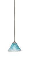 Toltec Company 560-GP-458 - Zilo Stem Mini Pendant, Graphite Finish, 7" Teal Crystal Glass