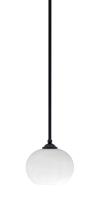 Toltec Company 560-MB-212 - Zilo Stem Mini Pendant, Matte Black Finish, 7" White Muslin Glass