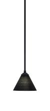 Toltec Company 560-MB-4059 - Zilo Stem Mini Pendant, Matte Black Finish, 7" Black Matrix Glass