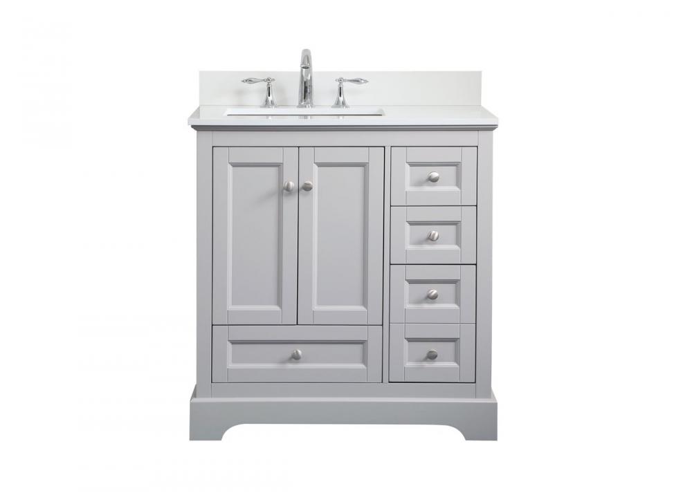 32 inch Single bathroom vanity in grey with backsplash
