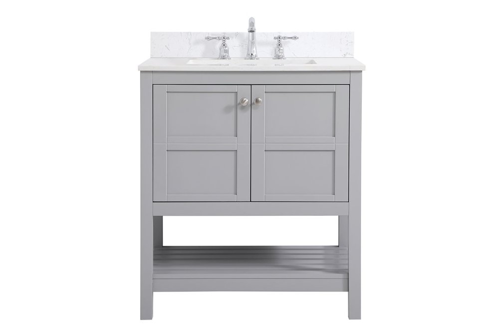 30 Inch Single Bathroom Vanity In Gray With Backsplash Vf16430gr Bs Coastal Lighting - Bathroom Sink Backsplash 30 Inch