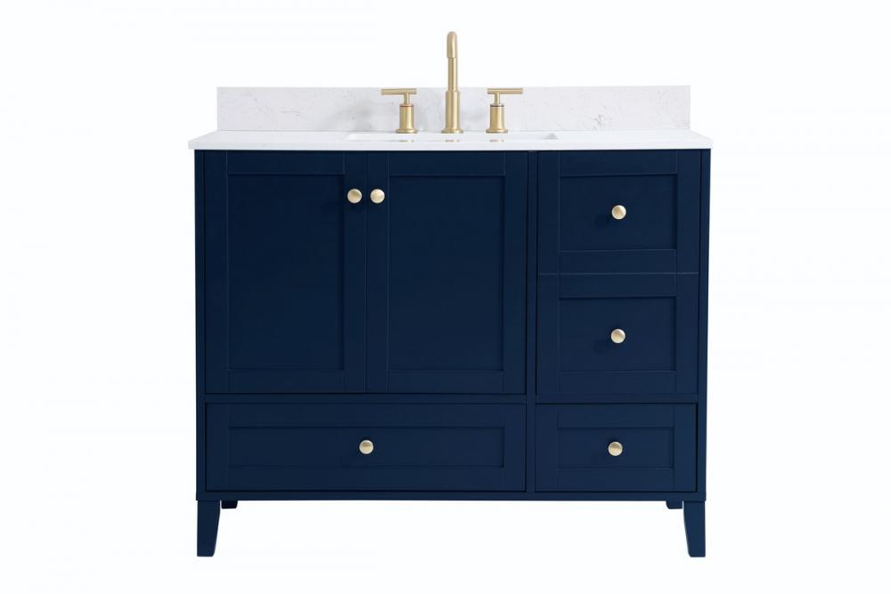 42 inch Single Bathroom Vanity in Blue with Backsplash