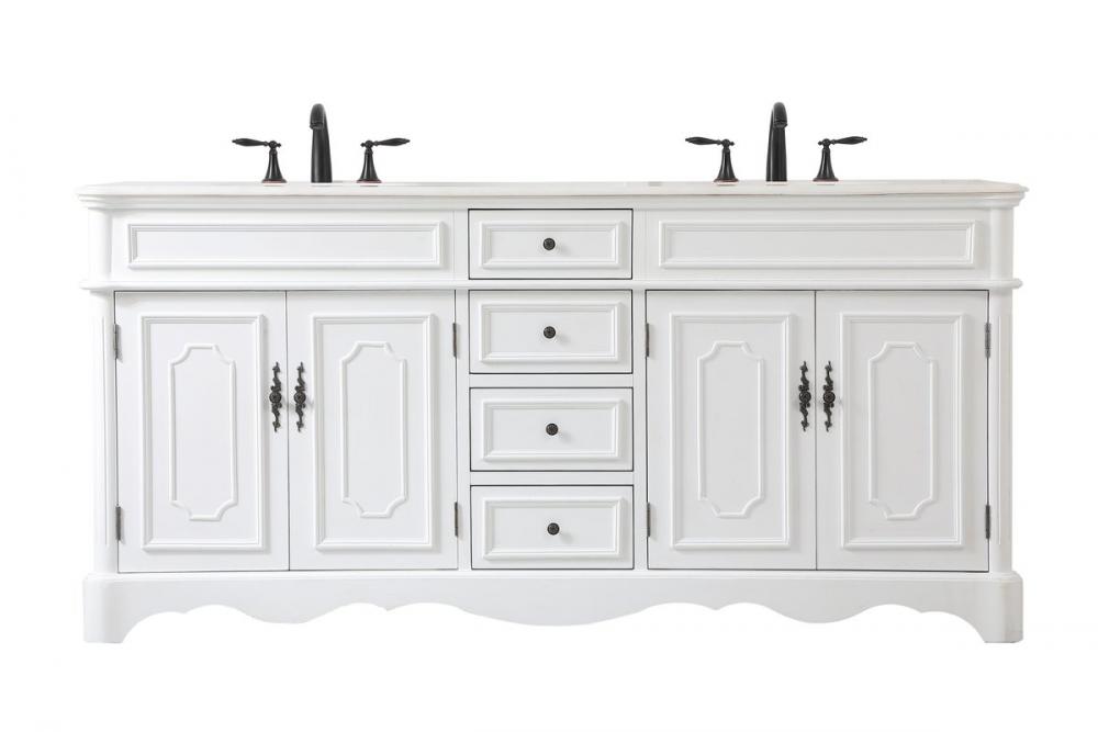 72 inch double bathroom vanity in Antique White
