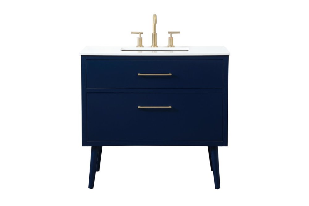 36 Inch Bathroom Vanity In Blue, Design Element Mason Blue Vanity