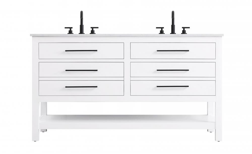 Vanity Cabinet 4DW 60"W x 22"D x 34"H White