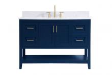 Elegant VF16048BL-BS - 48 inch Single Bathroom Vanity in Blue with Backsplash