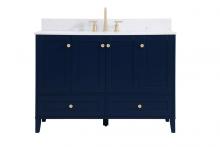 Elegant VF18048BL-BS - 48 inch Single Bathroom Vanity in Blue with Backsplash