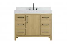 Elegant VF60642MHB-BS - 42 inch Single Bathroom Vanity In Honey Brown with backsplash