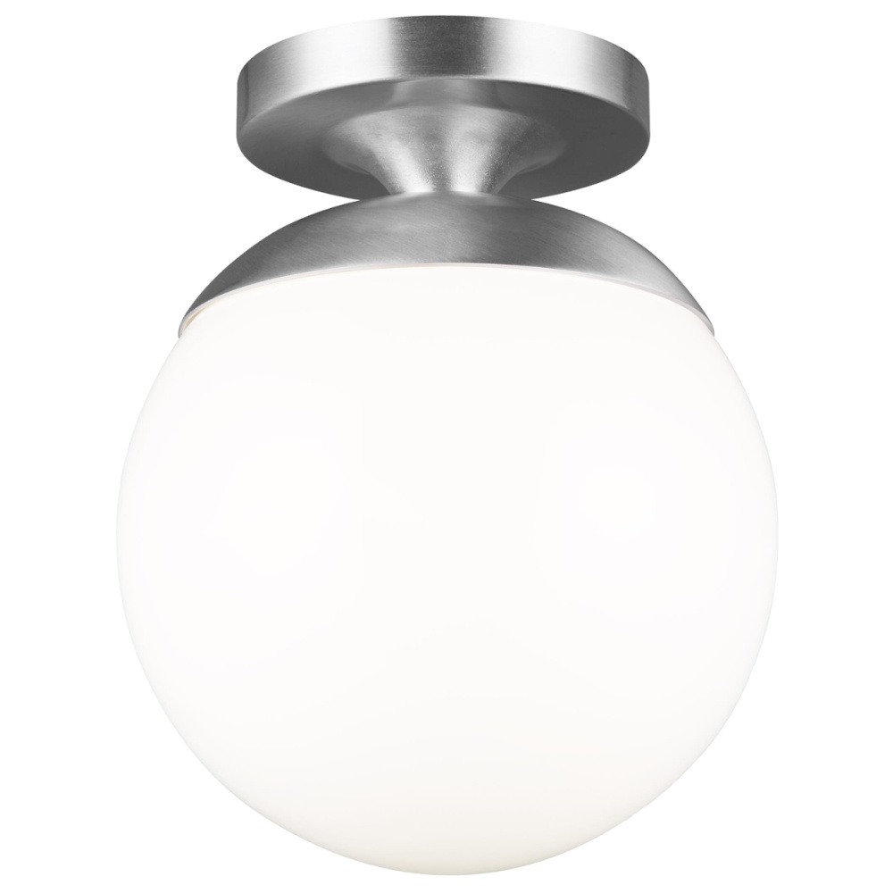 Leo - Hanging Globe One Light Wall / Ceiling Semi-Flush Mount with White Glass