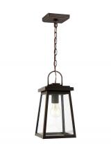 Generation-Designer 6248401EN7-71 - Founders modern 1-light LED outdoor exterior ceiling hanging pendant in antique bronze finish with c
