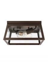 Generation-Designer 7848402EN7-71 - Founders modern 2-light LED outdoor exterior ceiling flush mount in antique bronze finish with clear