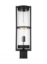 Generation-Designer 8226701EN7-12 - Alcona transitional 1-light LED outdoor exterior post lantern in black finish with clear fluted glas