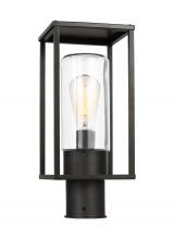 Generation-Designer 8231101EN7-71 - Vado transitional 1-light LED outdoor exterior post lantern in antique bronze finish with clear glas