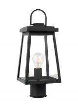 Generation-Designer 8248401EN7-12 - Founders modern 1-light LED outdoor exterior post lantern in black finish with clear glass panels an