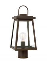 Generation-Designer 8248401EN7-71 - Founders modern 1-light LED outdoor exterior post lantern in antique bronze finish with clear glass
