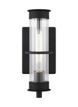 Generation-Designer 8526701EN7-12 - Alcona transitional 1-light LED outdoor exterior small wall lantern in black finish with clear flute