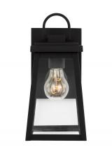 Generation-Designer 8548401EN7-12 - Founders modern 1-light LED outdoor exterior small wall lantern sconce in black finish with clear gl