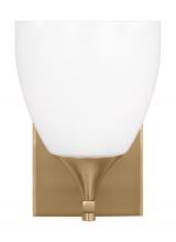 Generation-Designer DJV1021SB - Toffino Modern 1-Light Wall Sconce Bath Vanity in Satin Brass Gold Finish With Milk Glass Shade