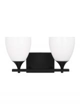 Generation-Designer DJV1022MBK - Toffino Modern 2-Light Bath Vanity Wall Sconce in Midnight Black Finish With Milk Glass Shades