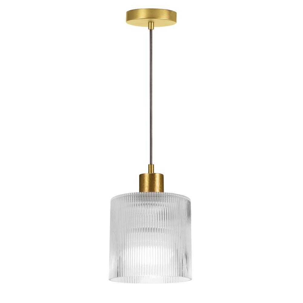 1 Light Pendant in Aged Brass w/ Fluted Glass