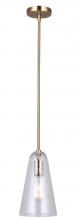 Canarm IPL1144A01GD - LUISA 60-Watt 1 Light Gold Mid Century Modern Pendant with Textured Glass Shade